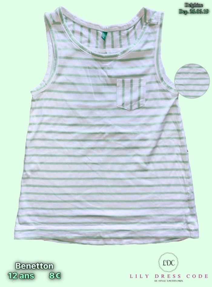 🍀 débardeur blanc rayé vert SOLDÉ -90% 🍀