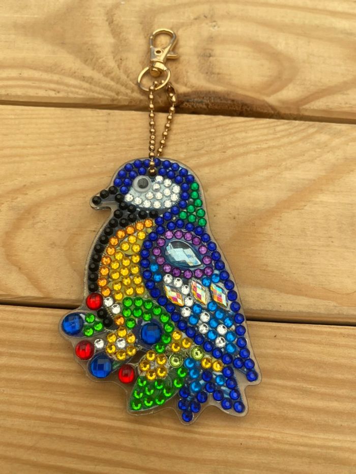 Porte clé recto/verso oiseau 🐦 en Diamond painting - photo numéro 3