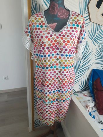 Robe imprimé pois multicolore broderie XL