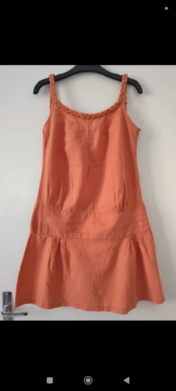 Robe orange/abricot à bretelles tressées taile 38 Pardon!
