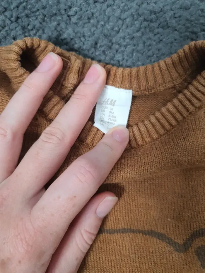 Pull marron tête d'ours - photo numéro 3