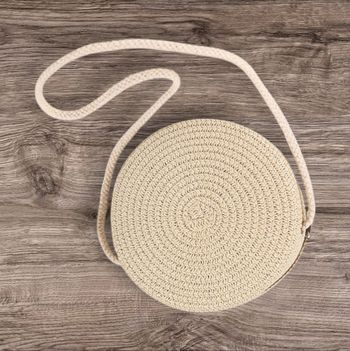 Sac rond bandoulière en paille 