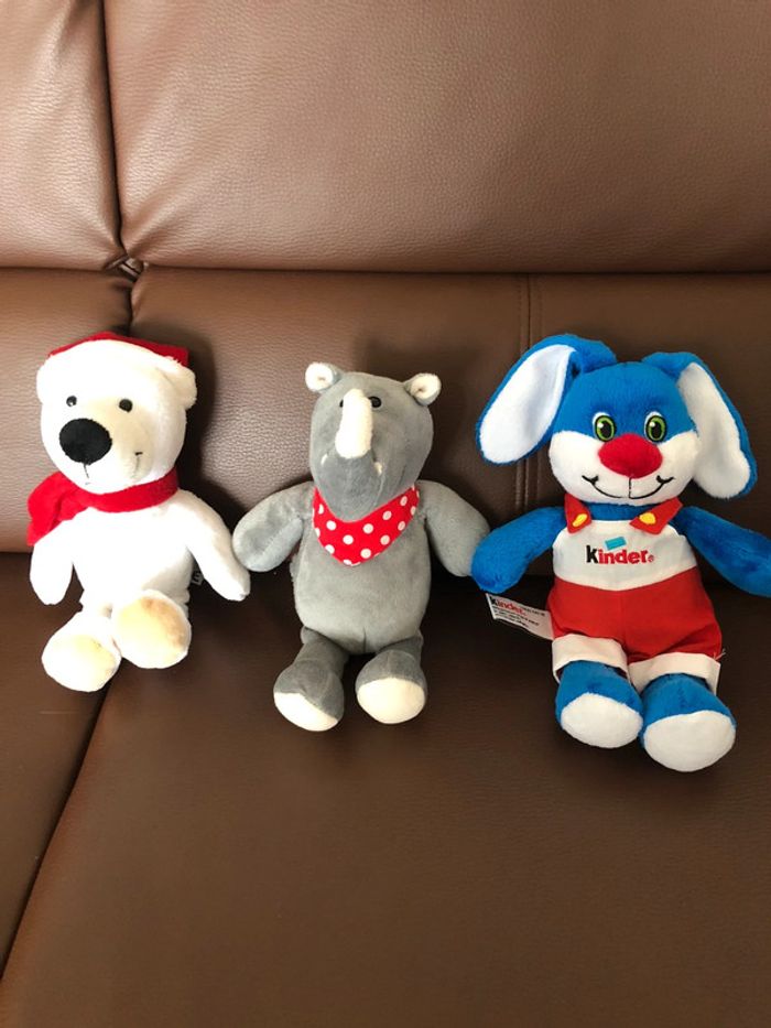 Lot de 3 peluches Kinder neuf