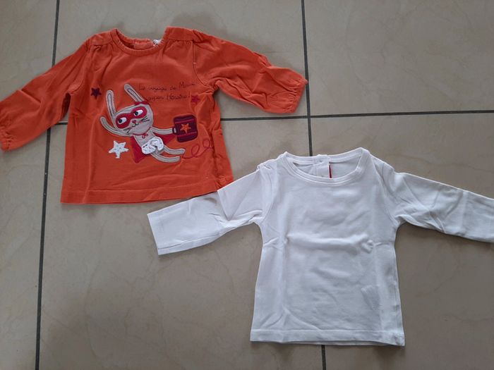 Lot de 4 tee shirts manches longues fille 6 mois - photo numéro 4