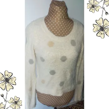 Pull-over Lauren Conrad crème à pois pastel, vintage, femme,  taille s