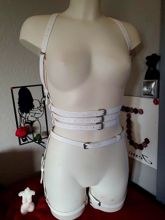 Ceinture de corps blanche festival costume bondage bdsm - photo numéro 4
