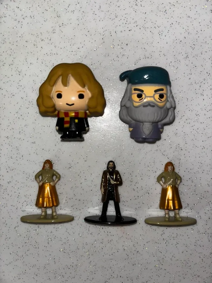 Lot de 5 personnages Harry Potter, Figurine Harry Potter, figurines en métal HP, Nano Metalfigs