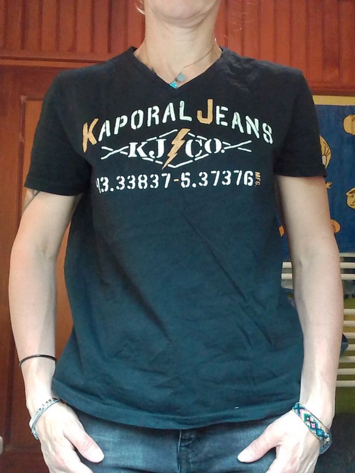 T-shirt femme noir Col V Kaporal - photo numéro 3
