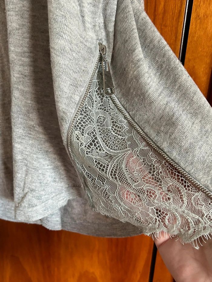 Pull gris dentelle Nicole taille unique - photo numéro 4