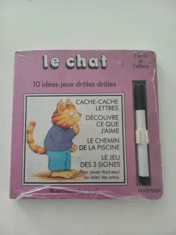 Livre pour enfants vintage Le chat j'écris j'efface Nathan