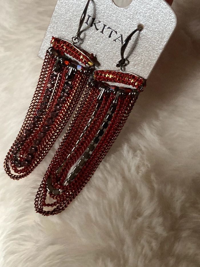 boucles d oreilles perles rouges - photo numéro 3