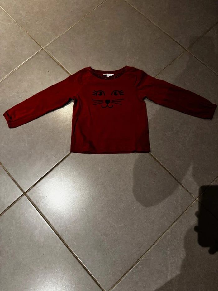 T shirt manches longues - Milla star - Tête de chat & Oreilles de chat - Marron & noir - 110