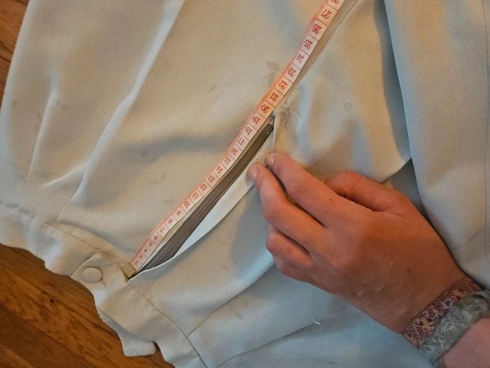 Pantalon droit léger cousu main, taille haute, bleu, taille M - photo numéro 12