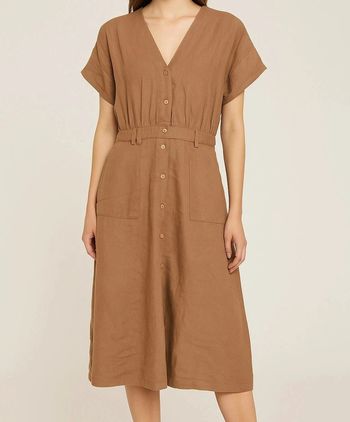 Robe longue marron en lin Caroll taille L / 40