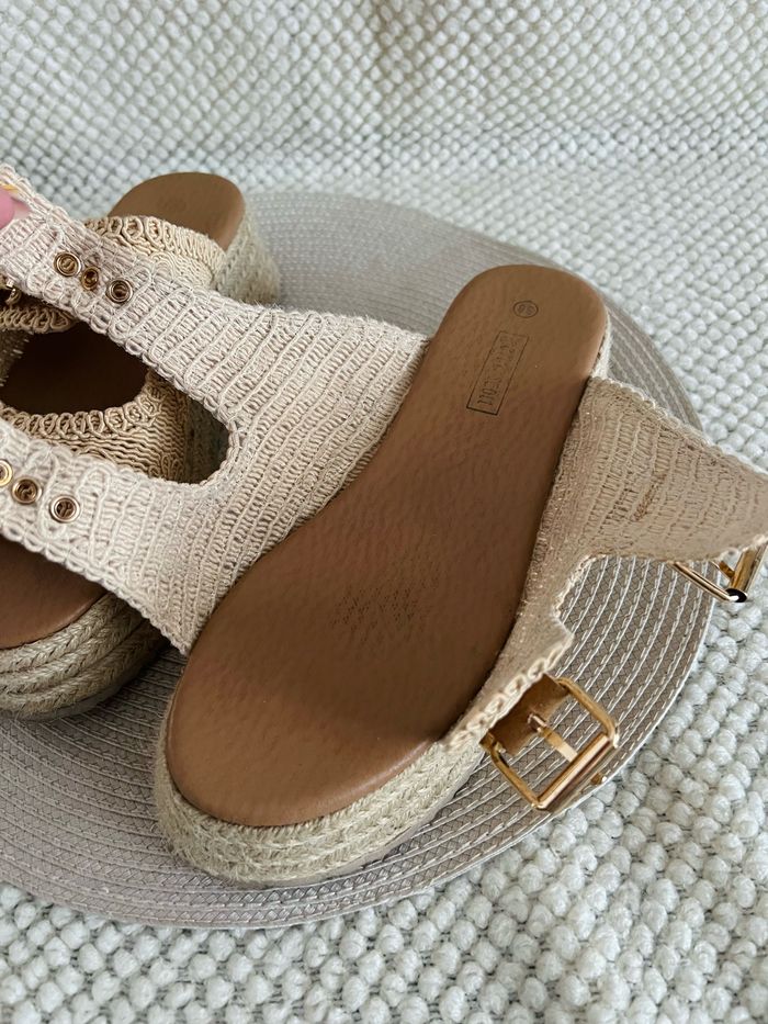 Mules beige en corde à motif tressé taille 38 Merry Scott - photo numéro 3