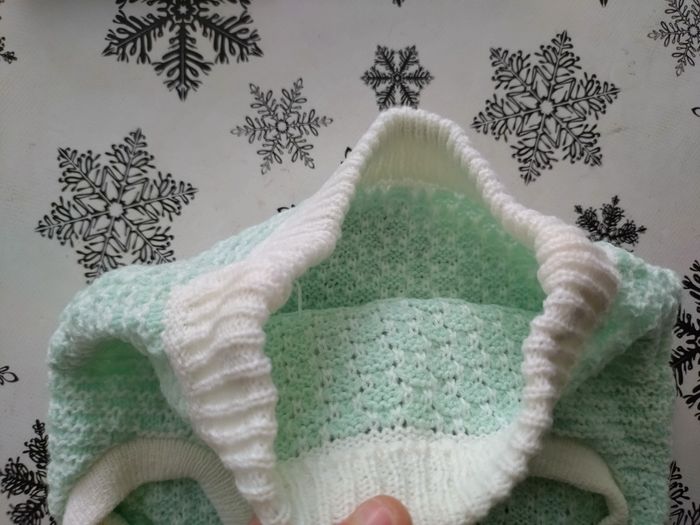 Ensemble cardigan et short pour bébé 3 mois vert menthe et blanc - photo numéro 5