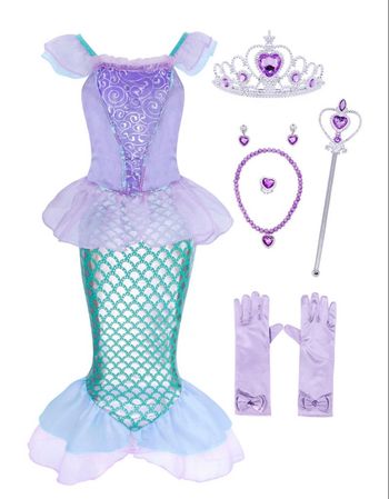 Déguisement sirène violette violette et verte et ces accessoires Taille 5-6ans