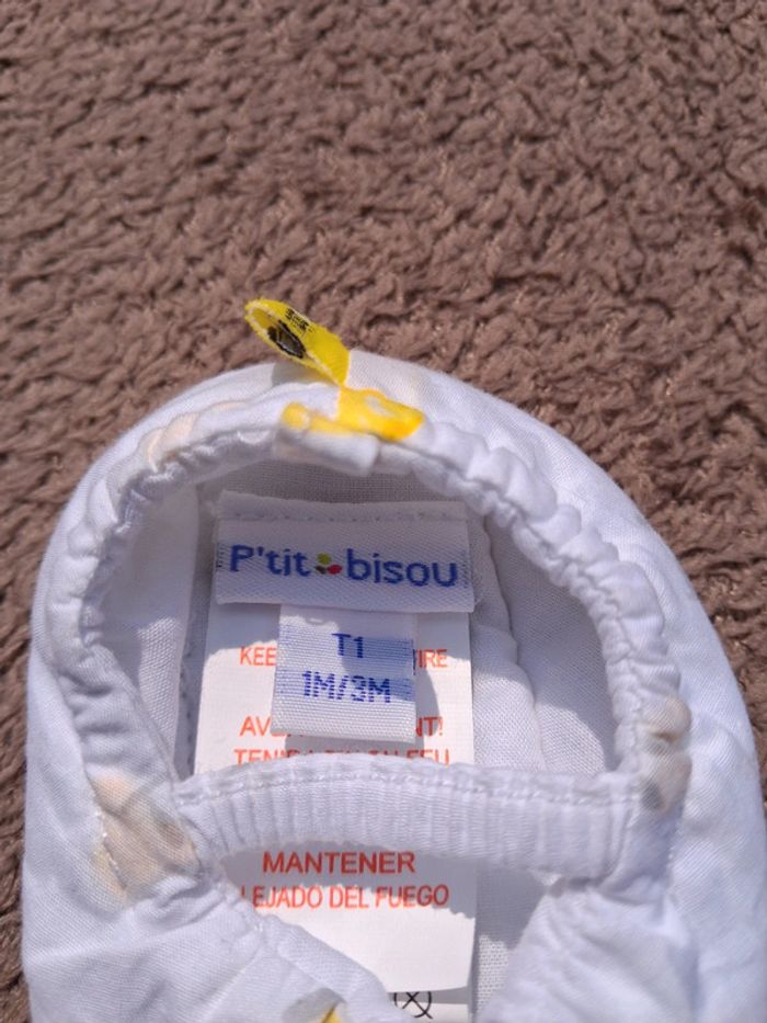 Chaussons bébé P’tit Bisou blanc et jaune - photo numéro 4