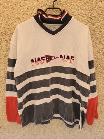 T-shirt Sweat Naf Naf vintage à rayures grunge tie and dye