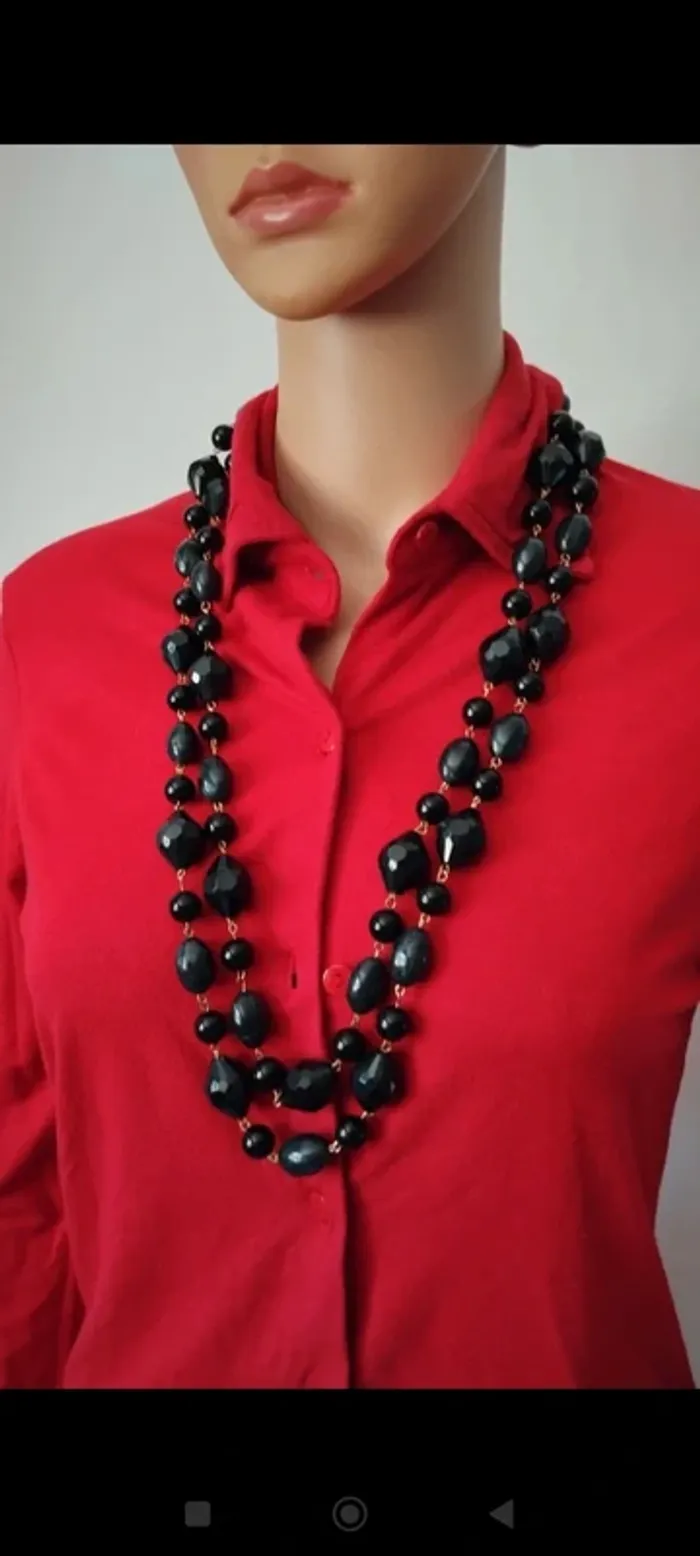 Collier sautoir perles noir femme fantaisie - photo numéro 6