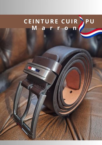 Ceinture aux couleurs de la France cuir PU 125 CM-Marron