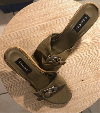 Mules kaki en toile (Pointure 39) 