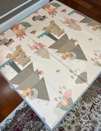 Tapis de jeu en mousse pour bébé pliable et réversible Taille 180x200x1,5cm