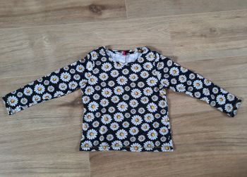 T-shirt manches longues noir à motifs "Marguerites" Orchestra 5 ans