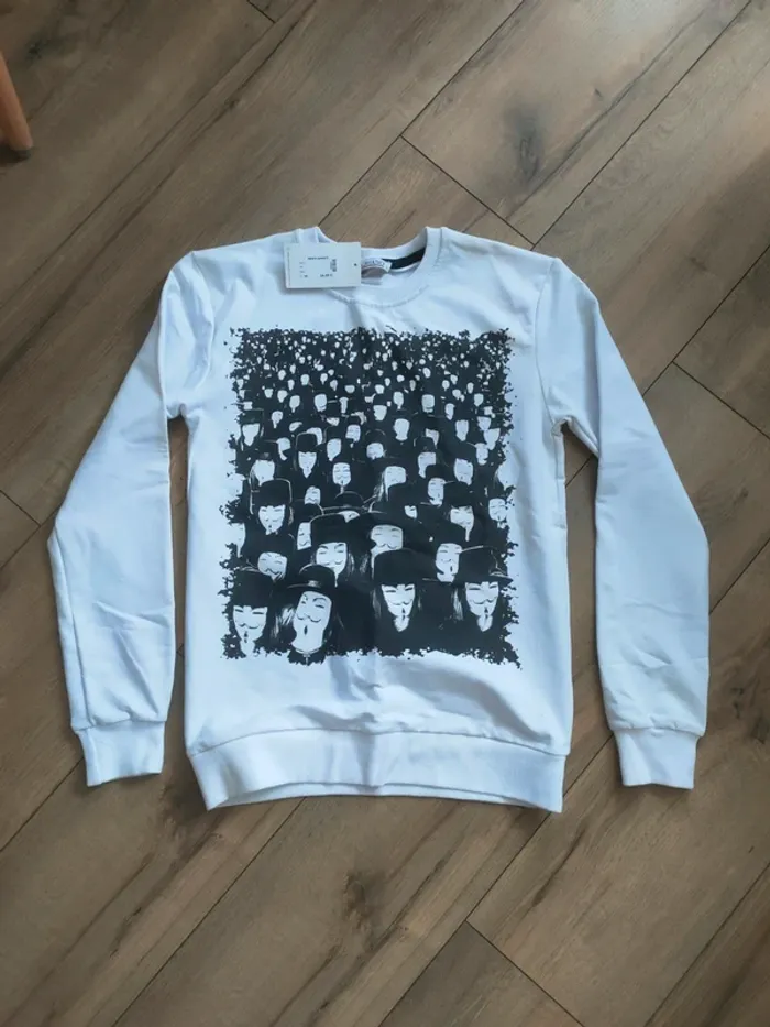 Pull fin homme blanc motifs XS Adriano