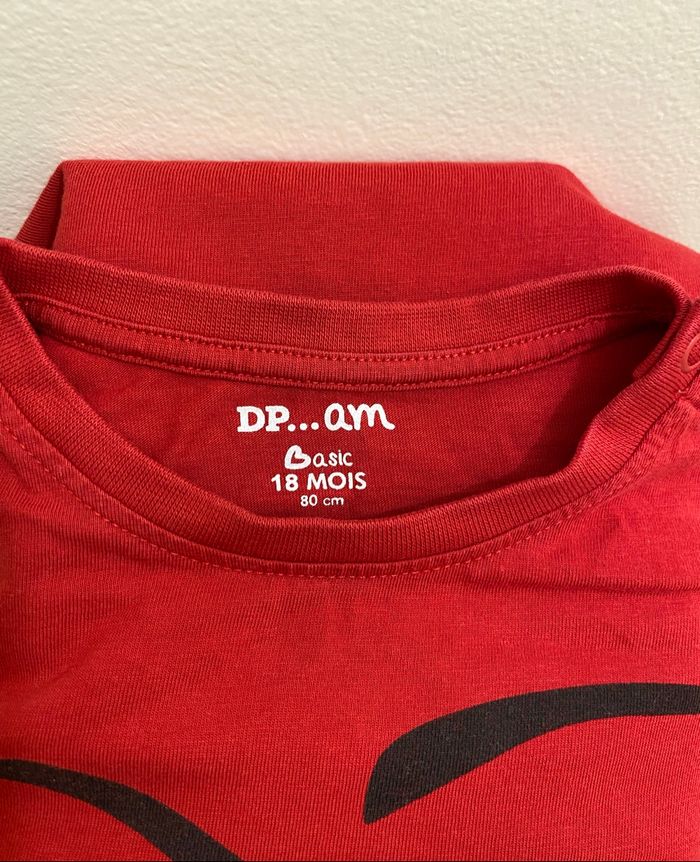 T-shirt manches longues rouge rigolo émotion yeux colère bébé garçon 18 mois DPAM - photo numéro 7