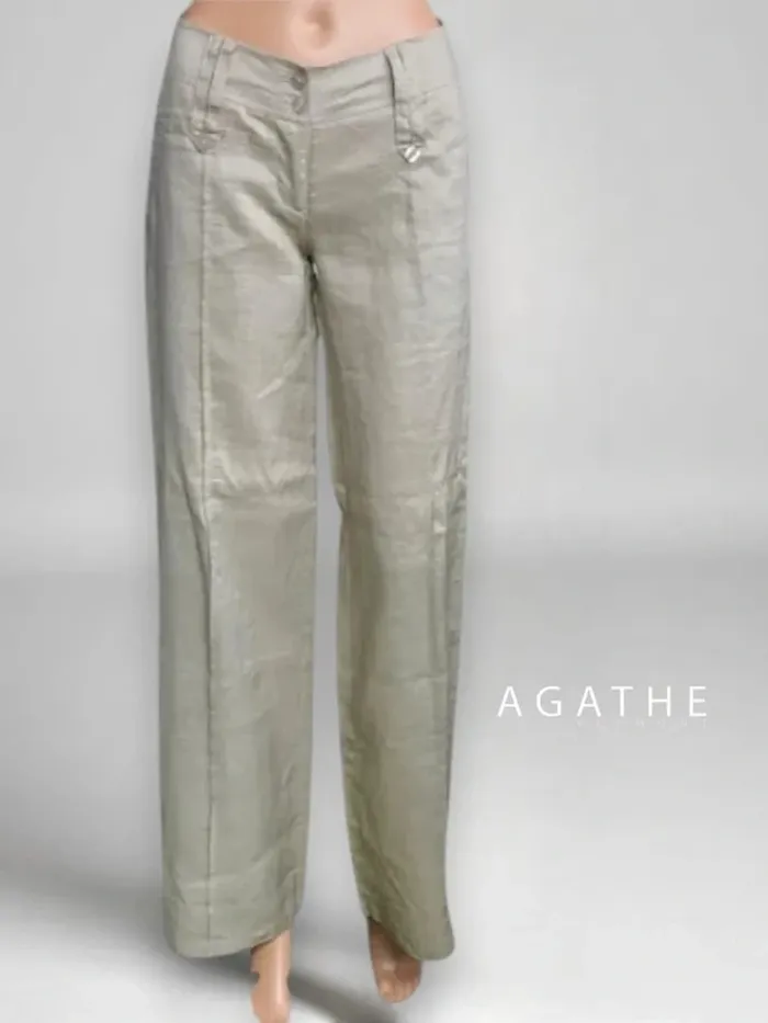Pantalon neuf Agathe Velmont coupe flare jambe large ,taille basse ,100 % lin