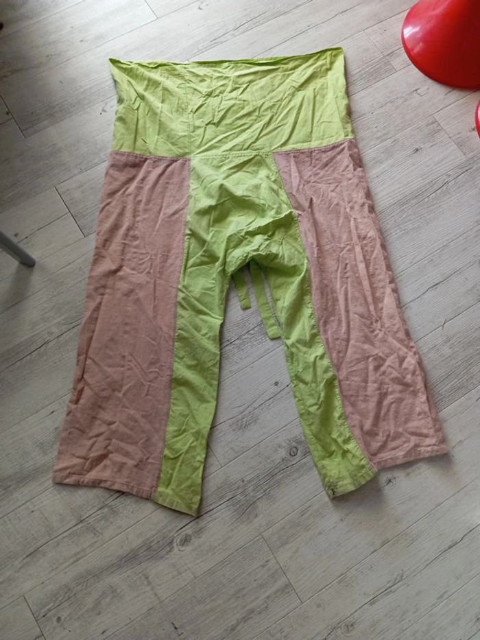Pantalon coton extra large bicolore - photo numéro 3