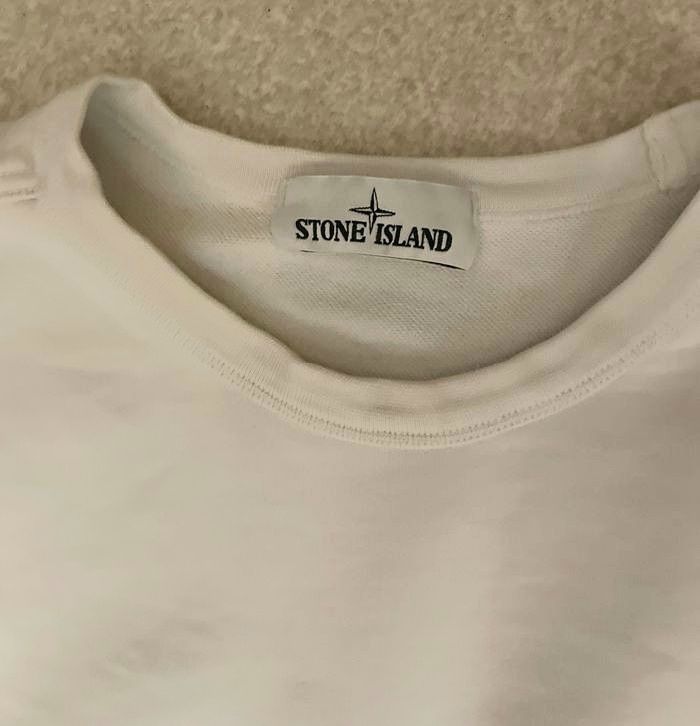 sweatshirt homme Stone Island taille L blanc  excellent etat - photo numéro 3