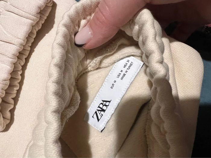 Lot de 2 pantalons joggers femme marron ZARA et beige taille élastique taille M - photo numéro 5