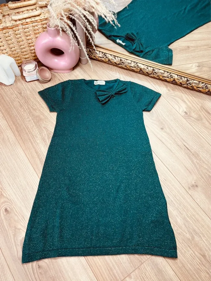 Taille 8 ans robe de fête fille H&M verte * paillettes scintillante * 🩷