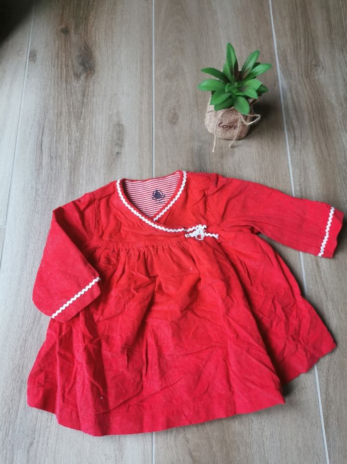 Robe velour rouge Petit Bateau 3 mois