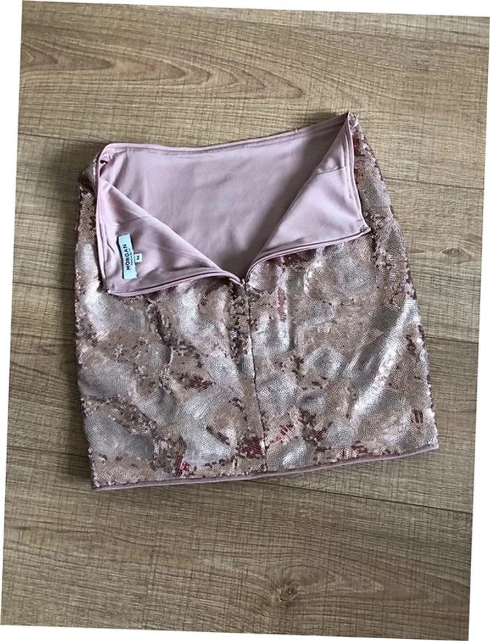 Jupe rose en sequins Morgan taille 34 tBE - photo numéro 13