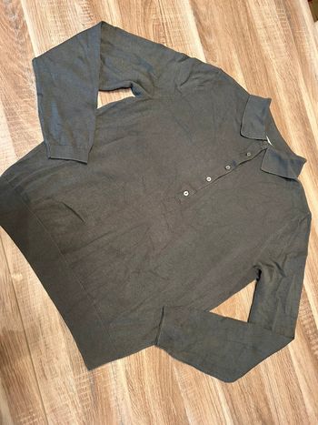 Pull polo à manches longues gris