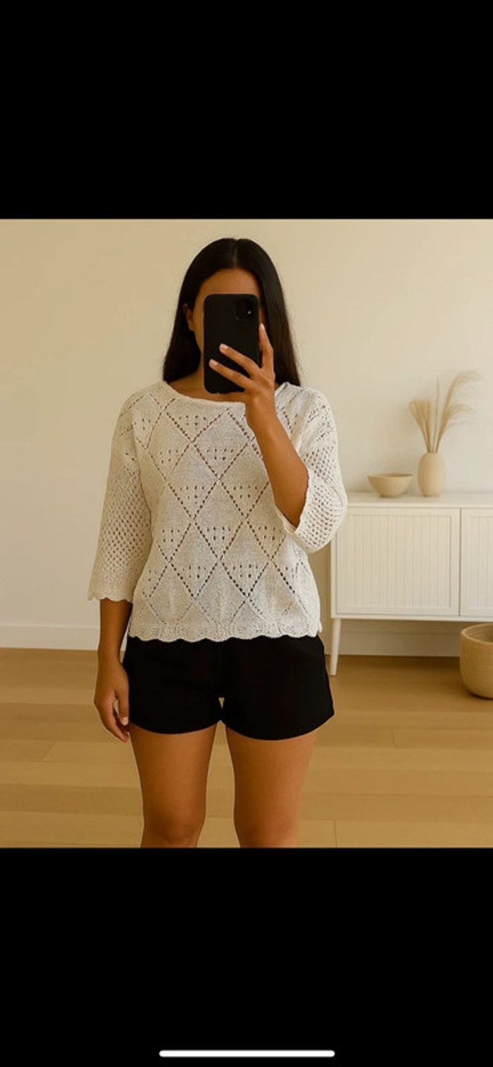 Blouse broderies tricot crochet Zara - photo numéro 2