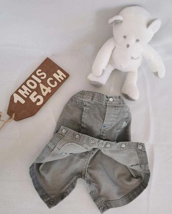 Pantalon  👣  velours  gris  obaïbi  1mois/54cm