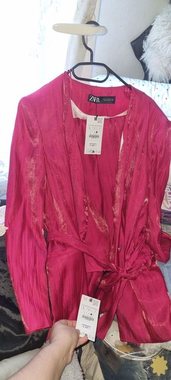 Tailleur zara blazer et pantalon large Taille L rose fuchsia