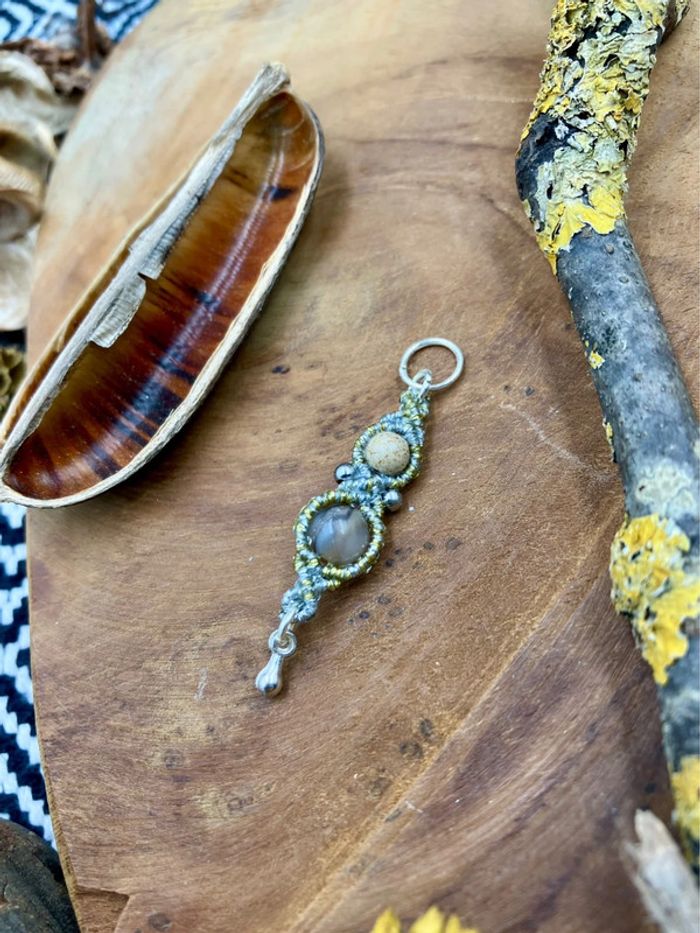 Bijou de cheveux - tresse/dread - macramé pierre Agate et Jaspe - photo numéro 2