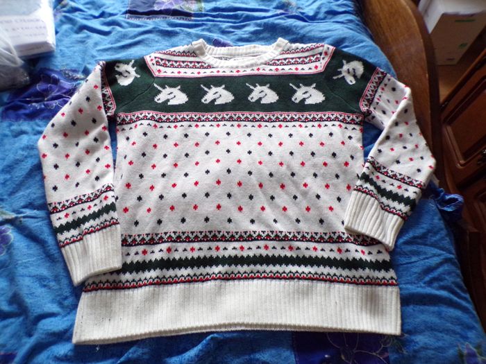 Pull esprit de Noël licornes taille L