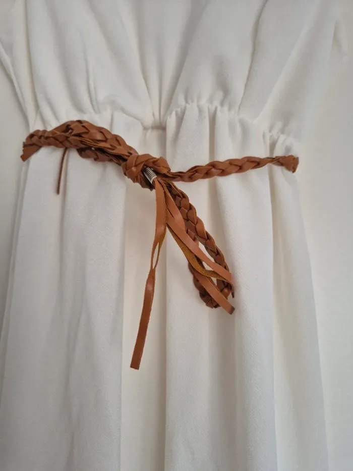 Robe d'été écrue avec jolie ceinture Inside Collection Taille L - photo numéro 3