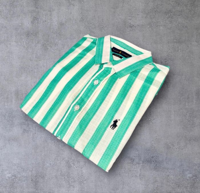 Chemise Ralph Lauren Lin avec bande vertes - photo numéro 3