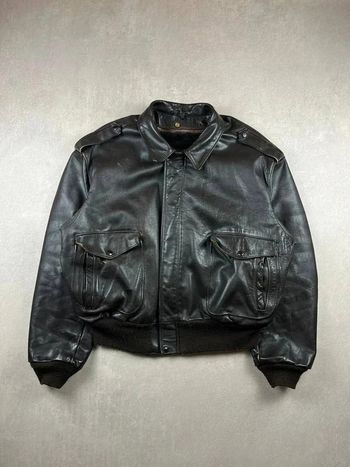 Veste Schott Made in USA cuir + doublure / Blouson aviateur vintage leather jacket - XL #105