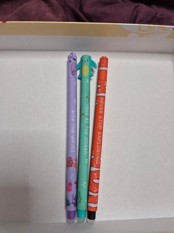 Lot de 3 stylos effaçables animaux de la mer