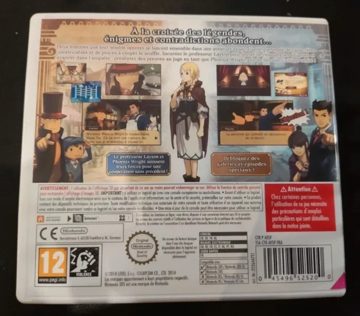 Jeu Professeur Layton VS phoenix Wright Nintendo 3DS Complet PAL NEW 2DS - photo numéro 3