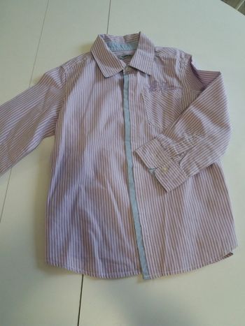 Chemise rayé tape à l'oeil mauve et blanche 6 ans