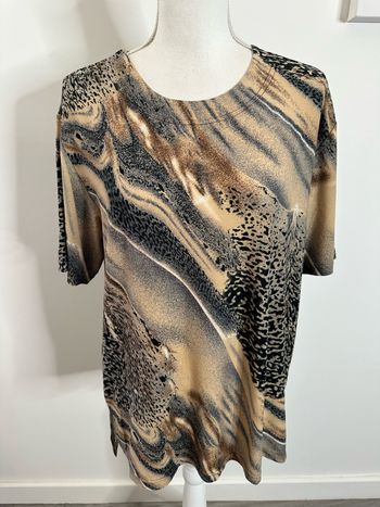 T-shirt bariolé léopard beige et noir Omnibus Vintage T40 L